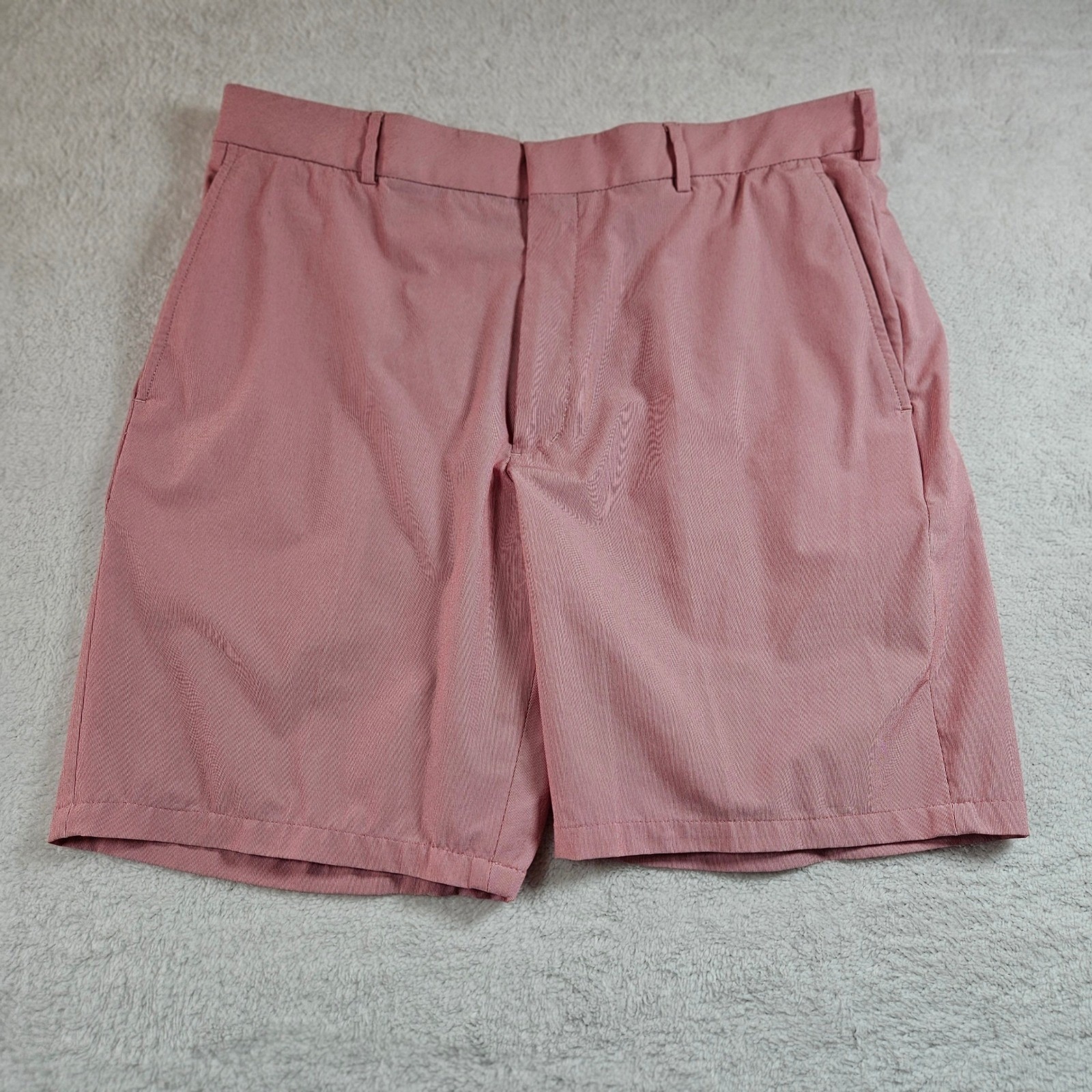 Walter Hagen Mens Red Stripe Golf Shorts Size 36 Flat Front Chino Style